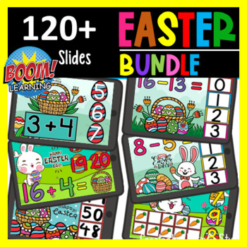 Preview of Easter BOOM Cards Bundle | Easter Math Activities | Spring Math Kindergarten