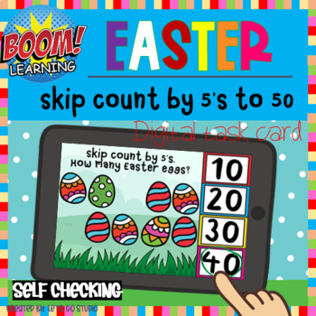 Preview of Easter BOOM Cards: Easter Skip Count by 5’s to 50 |  Easter Eggs Counting Number