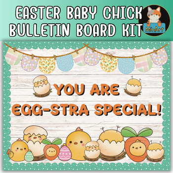 Preview of Easter Baby Chick Bulletin Board Kit, Spring Easter Chick Editable Door Decor!