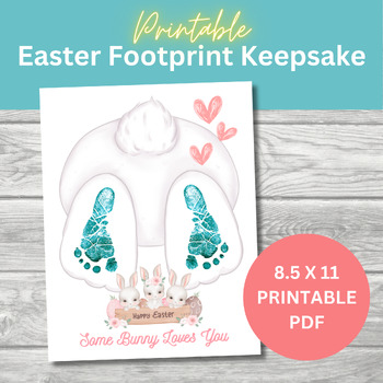 Preview of Easter Baby Footprint Craft Keepsake, Some Bunny Loves You, Baby First Easter