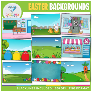 Preview of Easter Backgrounds Clip Art - For BOOM CARDS, POWERPOINT and SLIDES!