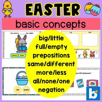 Preview of Easter Basic Concepts Speech Therapy Boom Cards