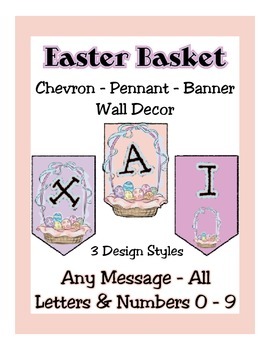 Preview of Easter Basket Banner Chevron Bundle - Any Message - All Letters & numbers