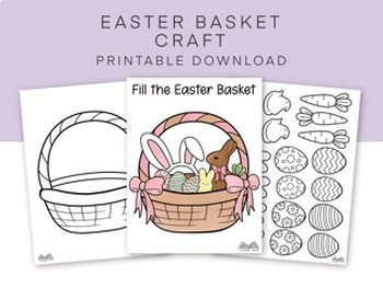 Preview of Easter Basket Craft, Cut and Paste Easter Egg Coloring Craft