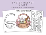 Easter Basket Craft, Cut and Paste Easter Egg Coloring Craft