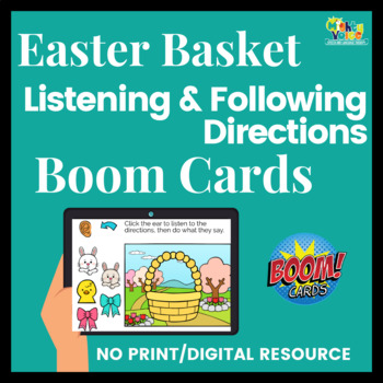 Preview of Easter Basket Listening & Following Directions Boom Cards for Speech & Languag