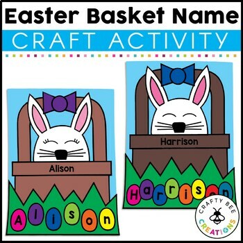 Preview of Easter Bunny Basket Spring Name Craft April Bulletin Board Ideas Art Projects