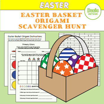 Preview of Easter Basket Origami & Scavenger Hunt Craft Activity for Art, Math, EFL - Basic