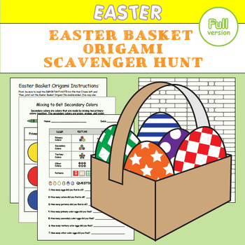 Preview of Easter Basket Origami & Scavenger Hunt Craft Activity for Art, Math, EFL - Full