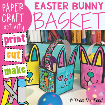 easter basket template easter bunny treat basket by from the pond