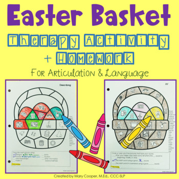 Preview of Easter Basket Therapy Activity Plus Homework for Articulation and Language