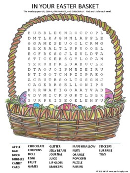 Preview of Easter Basket Word Search Worksheet Puzzle - Easel Activity Game