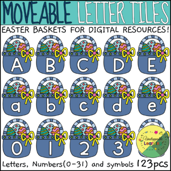 Preview of Easter Baskets Alphabet Letter and Number Moveable Tiles