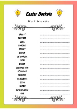 Easter Baskets : Word Scramble Challenge Worksheet - No Prep | TPT