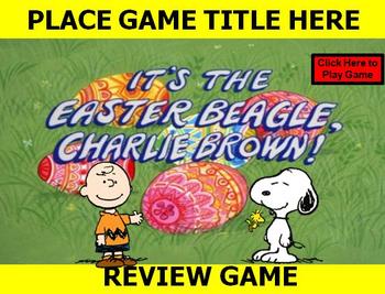 Preview of Easter Beagle Charlie Brown "PEANUTS" Holiday Review Game Template POWERPOINT