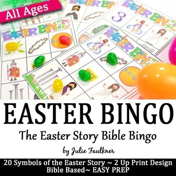 Preview of Easter Bible BINGO for Kids, Fun Games for Church