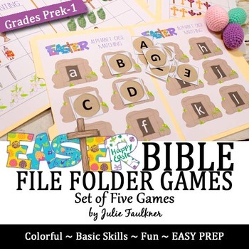 Preview of Easter Bible File Folder Games, Five Fun Games for Church