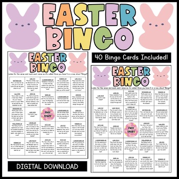 Preview of Easter Bingo Bible Verse Bingo Easter Game Easter Activity