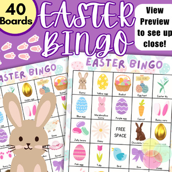 Preview of Easter Bingo Game Activity | 40 Boards, 24 Vocabulary | Primary, ESL/ELL, SPED