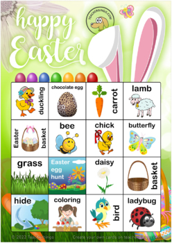 Easter Bingo Kids 4x4 (5 pages + call sheet) by Teacherbingo | TPT