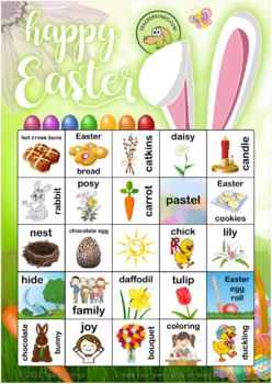 Easter Bingo Kids 5x5 (100 pages + call sheet) by Teacherbingo | TPT