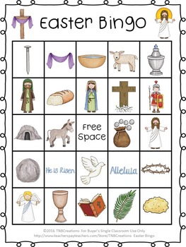 Free religious easter bingo cards