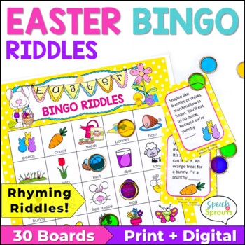 Preview of Easter Bingo Riddles Game Vocabulary Activities Speech and Language Therapy