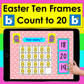 Preview of Easter Boom Cards Math Counting to 20 With Easter Ten Frames Kindergarten
