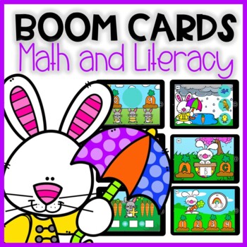 Preview of Boom Cards: Math and Literacy Games | Distance Learning | Easter