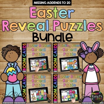Preview of Easter Boom Cards™ Mystery Picture Reveal Puzzle Missing Addends