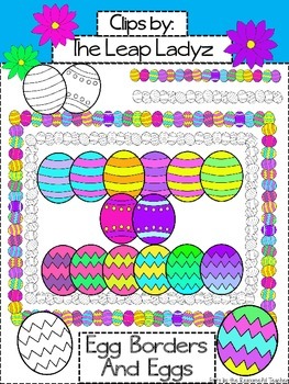 Preview of Easter Borders and Decorated Eggs Clip Art