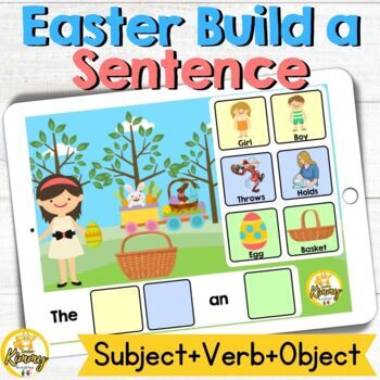 Preview of Easter Build a Sentence SVO Boom Cards
