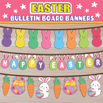 Preview of Easter Bulletin Board Banner Sets | Happy Easter Pennant Banners | Class Decor