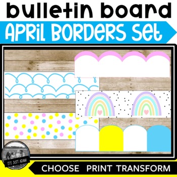 Preview of Easter Bulletin Board Border Set March April Spring Squiggle Doodle Boho Rainbow