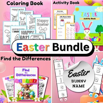Preview of Easter Bundle - Craft, Coloring Page,Find the difference,Games, Maze, Jelly Math