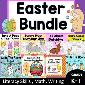 Preview of Easter Bundle: Engaging Activities for Literacy & Math, kindergarten, 1st