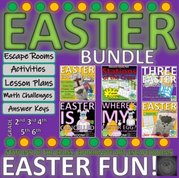 Preview of Easter Bundle: Escape Rooms, Stations of the Cross, Wordsearches, Coordinate Art