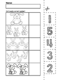 Easter Bunnies Number Cut & Match Worksheets | Numbers 1-5