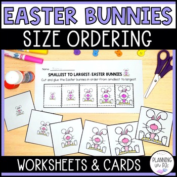 Preview of Easter Bunnies Size Ordering | Order by Size | Cut and Glue