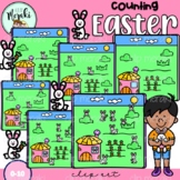 Easter Bunnies and village Counting Clip Art. Contando con