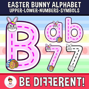 Preview of Easter Bunny Alphabet Clipart Letters ENG SPAN Guided Set