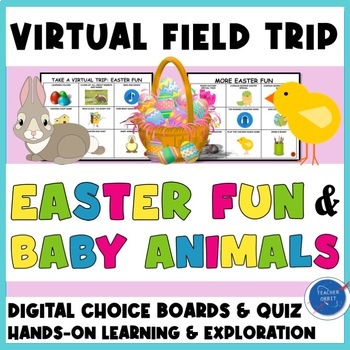 Preview of Easter Bunny & Baby Farm Animals Virtual Field Trip Activity - Spring Robin Eggs