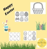 Easter Bunny Basket with Eggs Coloring Pages Craft Activity