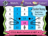 Easter Bunny Beginning Ten Frames - Watch, Think, Color My