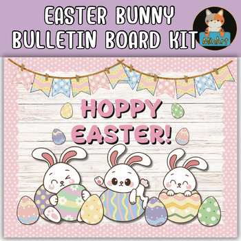 Preview of Easter Bunny Bulletin Board Kit, Spring-Easter-Hoppy Easter Editable Door Decor!
