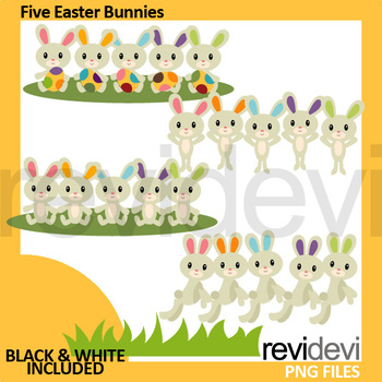 Preview of Easter Bunny Clip Art (five bunnies clipart)