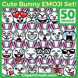 Easter Bunny Clipart Faces. Cute Cartoon Easter Rabbit Emo
