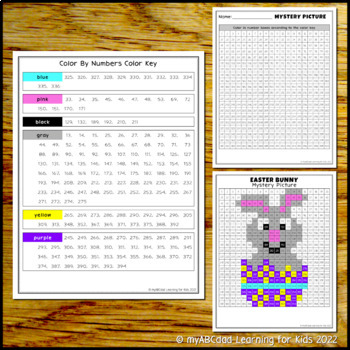 Easter Bunny Color by Number and Place Value Mystery Picture with TPT Easel