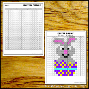 Easter Bunny Color by Number and Place Value Mystery Picture with TPT Easel