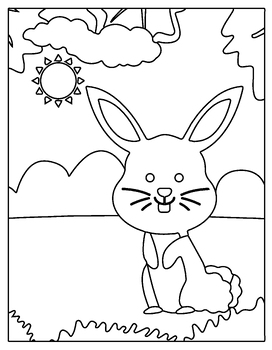 Preview of Cute Rabbit Coloring Pages ,Farm Animals Coloring